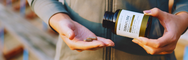 Terraflora product being poured out into consumers hand